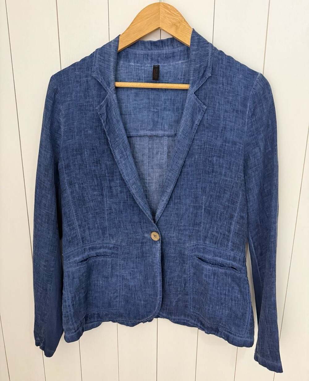 Inizio Blazer Size S Blue Linen